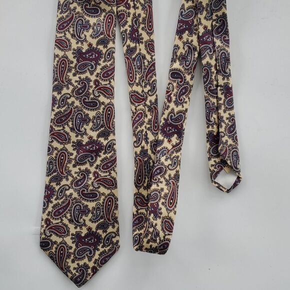 ROBERT STOCK PAISLEY SILK TIE BUNDLE RED YELLOW MAROON BLUE MEN'S OFFICE - Picture 5 of 9